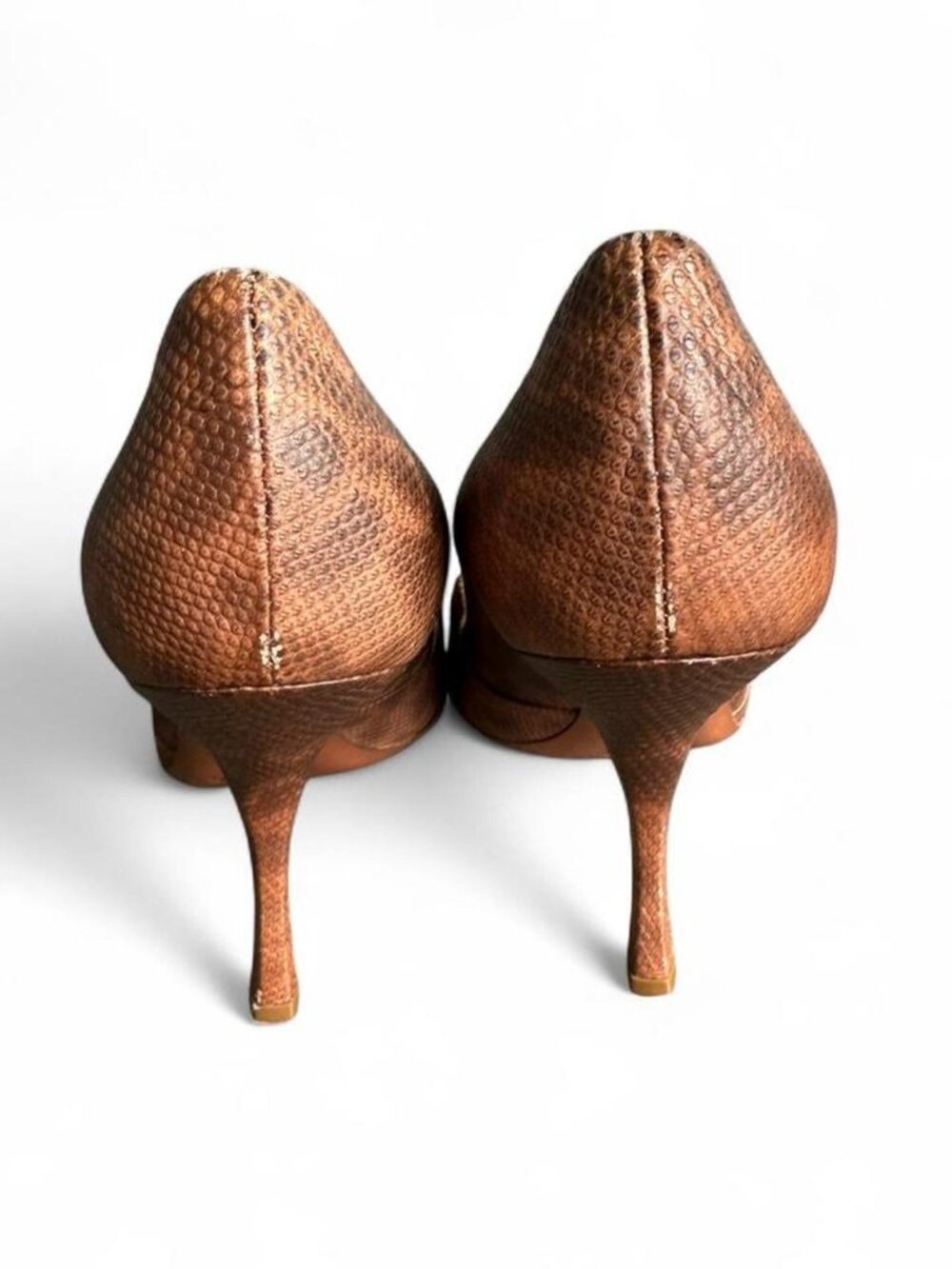 Vintage Alaïa Python Embossed Leather Pointed Toe Stiletto Heels - Picture 2 of 5